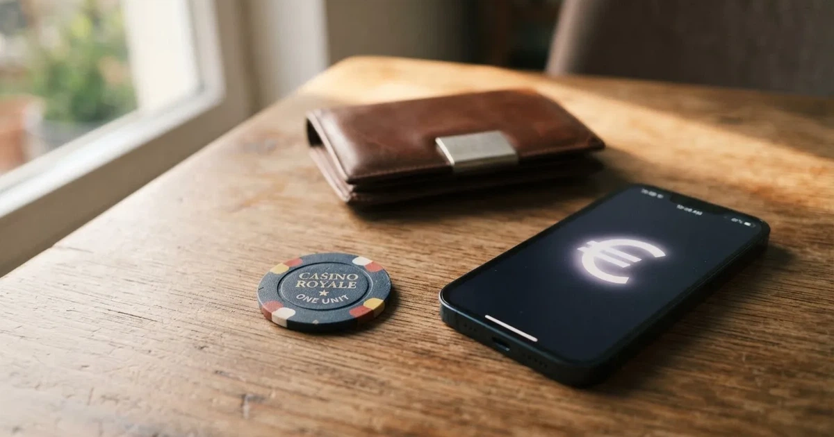 Kartenterminal und Smartphone auf einem Holztisch neben einer Geldbörse — 40 euro bonus ohne einzahlung casino