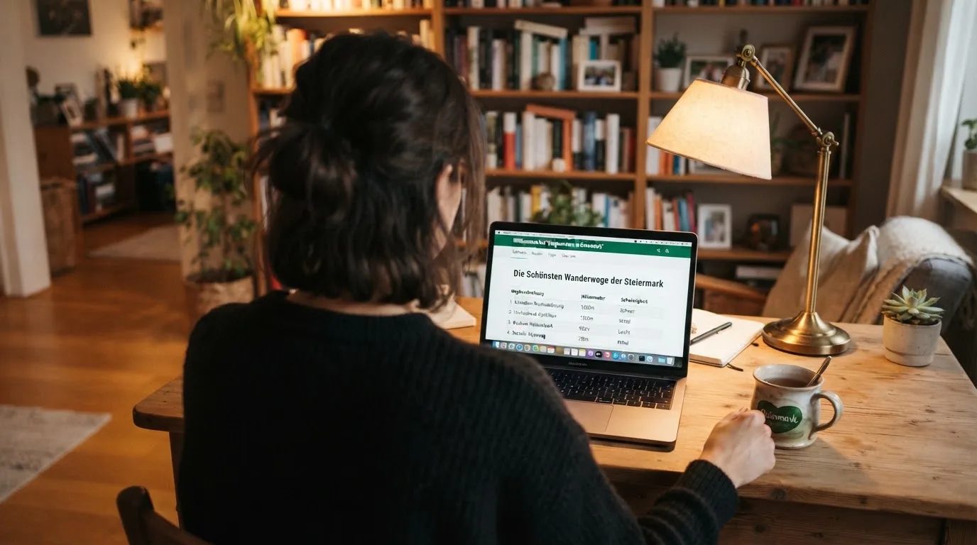 Person am Laptop liest eine Übersichtsseite zu Glücksspielen im Internet — beste online casino ausland